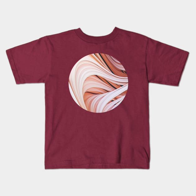 Stranded Strain. Creme Color Abstract Art Strands. Circle Crop Kids T-Shirt by love-fi